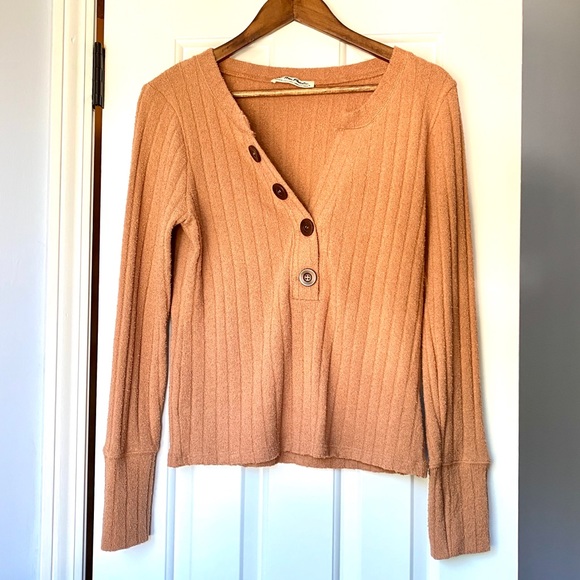 Free People Burnt Orange Oliver Henley Top - Picture 4 of 6